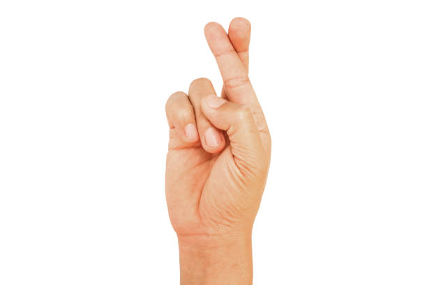 istock Man hand show two fingers 671167562