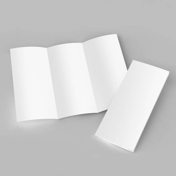 istock Tri-Fold A5 Brochure Mock-up, Realistic Rendering of Tri-Fold A5/A4 Brochure Mock-up on Isolated White Background, 3D Illustration 671176958