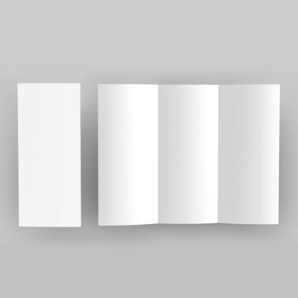 istock Tri-Fold A5 Brochure Mock-up, Realistic Rendering of Tri-Fold A5/A4 Brochure Mock-up on Isolated White Background, 3D Illustration 671179214