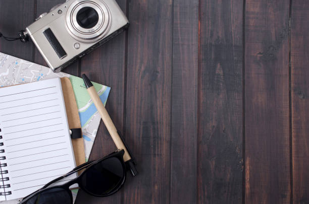 istock Travel concept with camera and accessories 671179222