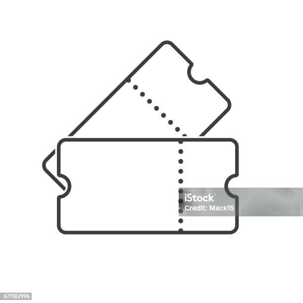 Two Tickets Line Art Outline Tickets Icon Vector Stock Illustration - Download Image Now - Ticket, Icon Symbol, Coupon