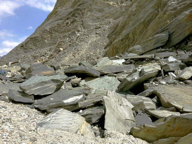 Big rocks after landslide in Himalayan region, photo was taken from Gangotri glacier, India