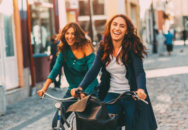 istock Riding bicycles in the city 671196702