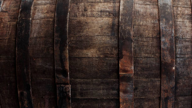 Brown barrel texture Dark brown barrel closeup oak wood material photos stock pictures, royalty-free photos & images