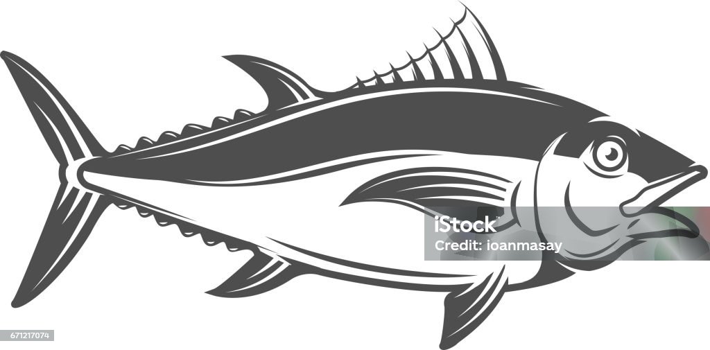 tuna icon isolated on white background. Vector illustration. Animal stock vector