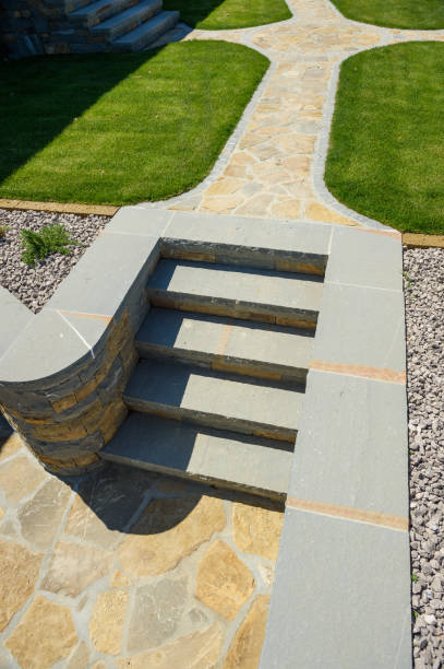 istock Stone stairs in the garden 671218502