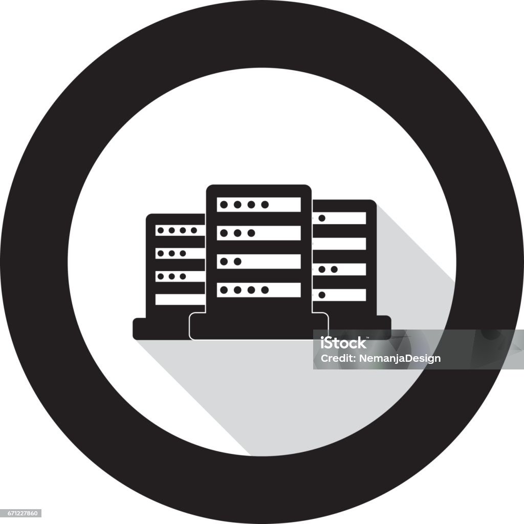 Computer Server Sticker With Shadow Stock Illustration - Download Image ...