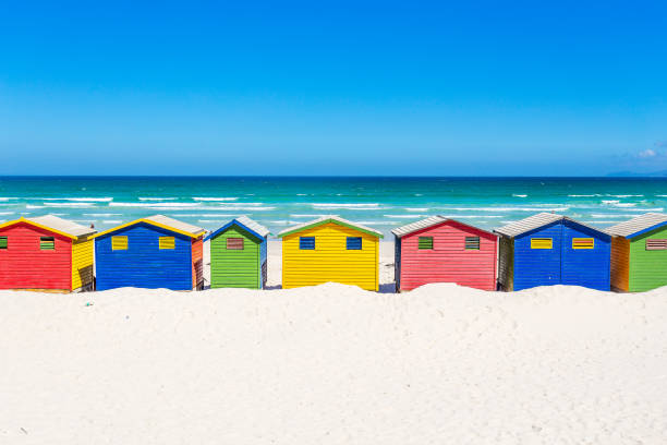 istock Colorful shacks in Muizenberg Beach 671231716