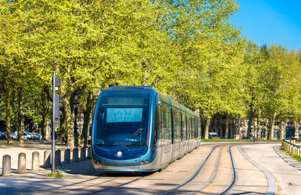 istock Tram on Quinconces Square in Bordeaux, France 671232328