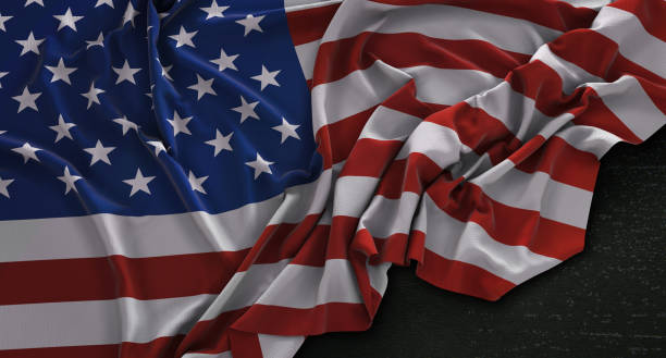 istock America USA Flag Wrinkled On Dark Background 3D Render 671234990