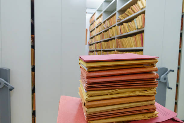 istock Stacked files on cart 671236972