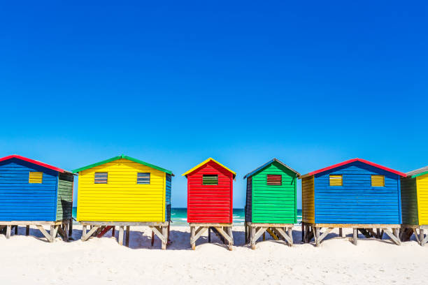 istock Colorful shacks in Muizenberg Beach 671242280