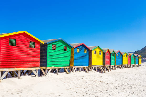 istock Colorful shacks in Muizenberg Beach 671242768