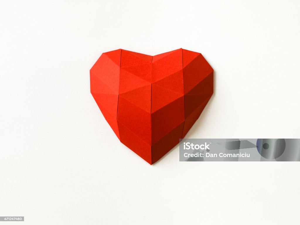 burning red heart papercraft concept Heart Shape Stock Photo