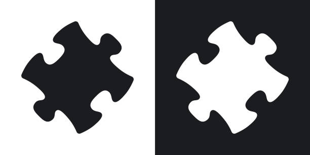 Vector puzzle icon. Two-tone version Vector puzzle icon. Two-tone version on black and white background jigsaw piece stock illustrations