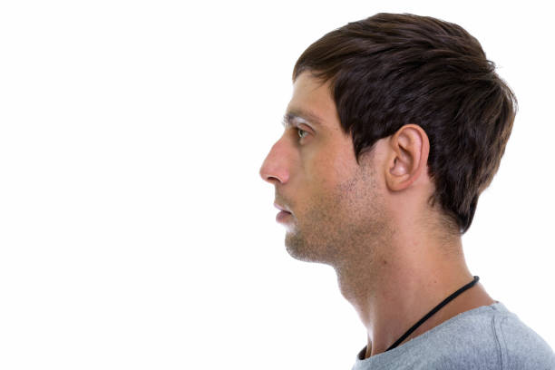 istock Close up profile view of young handsome man 671266916
