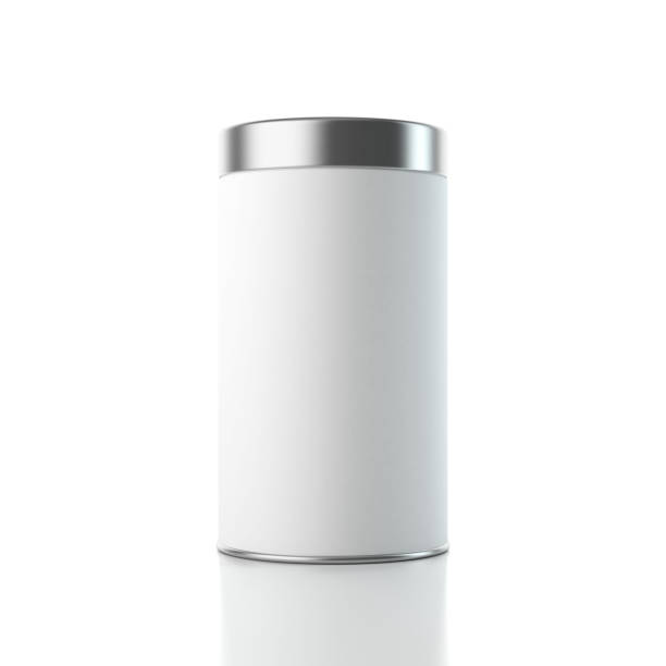 istock Aluminum white Tin Can Box packaging Mockup with metal cap 671267122