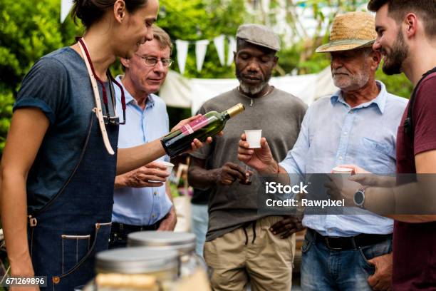 Group Of Men Drinking Local Red Wine Together Stock Photo - Download Image Now - Wine, Traditional Festival, Food