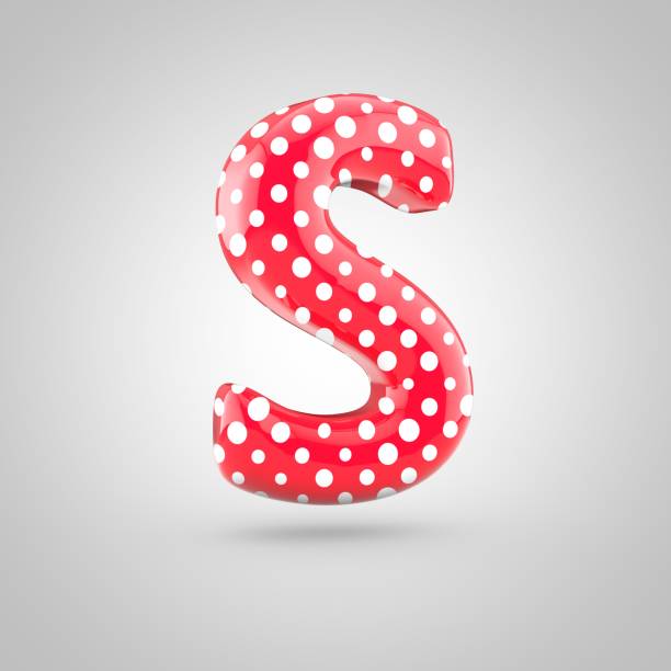 istock Red alphabet letter S uppercase with white dots isolated on white background. 671269992