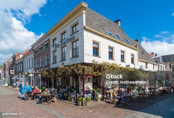 Restaurant In Elburg The Netherlands Stock Photo - Download Image Now - Architecture, Blue, Built Structure