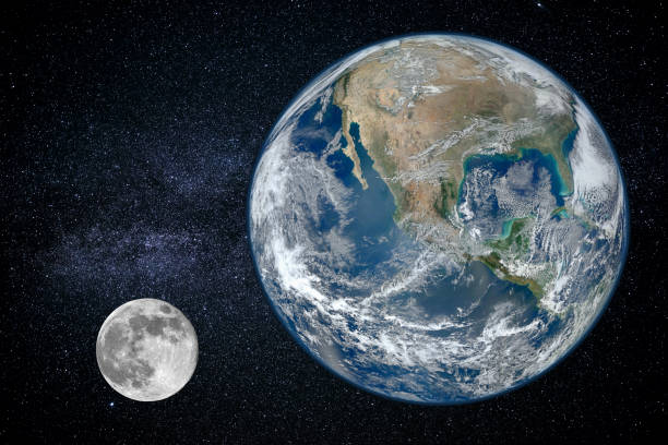istock Earth and moon - size of planets, view from space 671274122