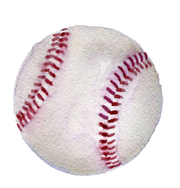 illustrazioni stock, clip art, cartoni animati e icone di tendenza di schizzo acquerello di baseball su sfondo bianco - art painted image ball baseball
