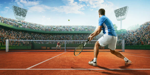 istock Tennis: Male sportsman in action 671278054