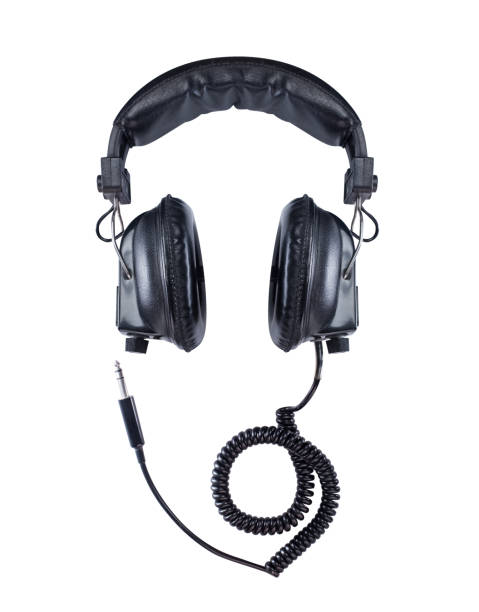 istock Retro headphones on white background. 671307354