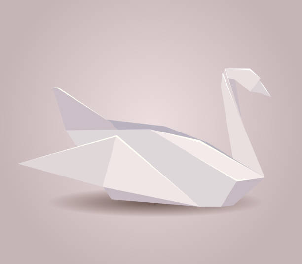 istock Illustration of a paper origami swan. Paper Zoo. Vector element for your design 671307416