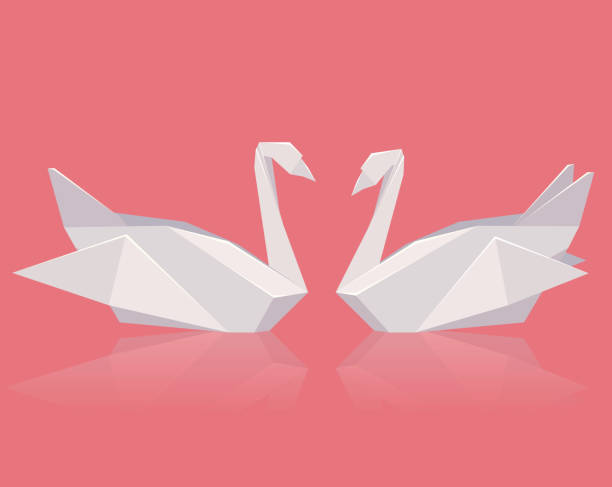 istock Vector illustration of a pair of paper origami swans. Love. Vector element for your creativity 671307424