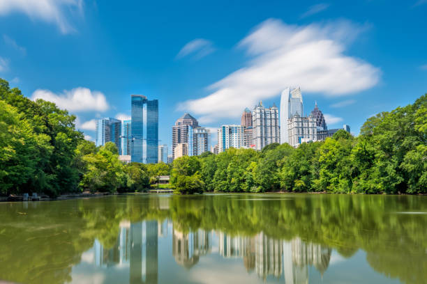 istock Midtown Atlanta skyline from the park 671307508