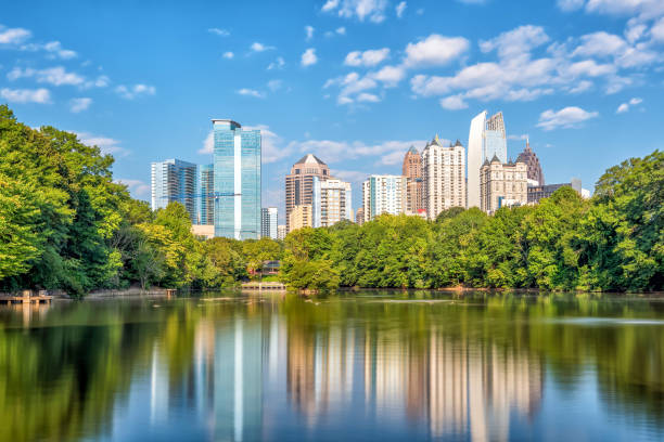 istock Midtown Atlanta skyline from the park 671307516
