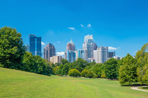 istock Midtown Atlanta skyline from the park 671307522