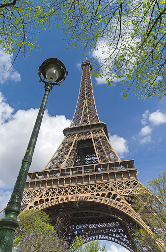 Lantern next to the Eiffel Tower. Early April, Paris.