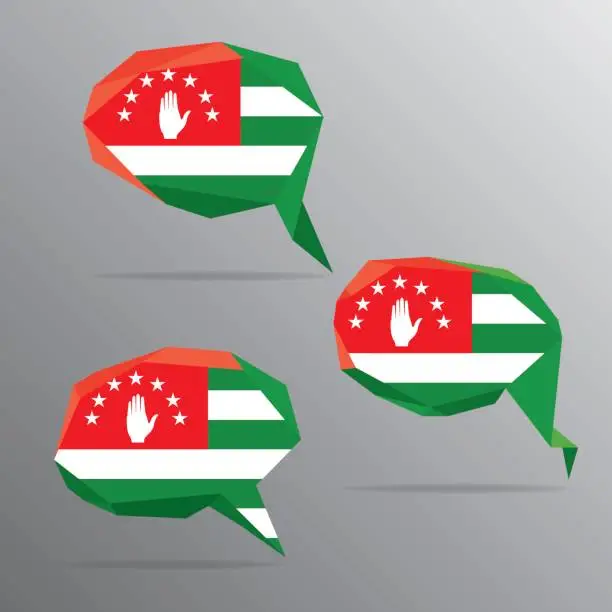 Vector illustration of Polygon Speech Bubble Flag - Abkhazia