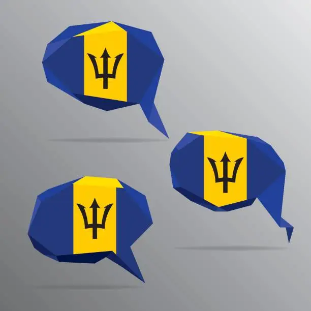 Vector illustration of Polygon Speech Bubble Flag - Barbados