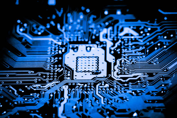 istock Close up of Electronic Circuits in Technology on   Mainboard background (Main board,cpu motherboard,logic board,system board or mobo) 671334066