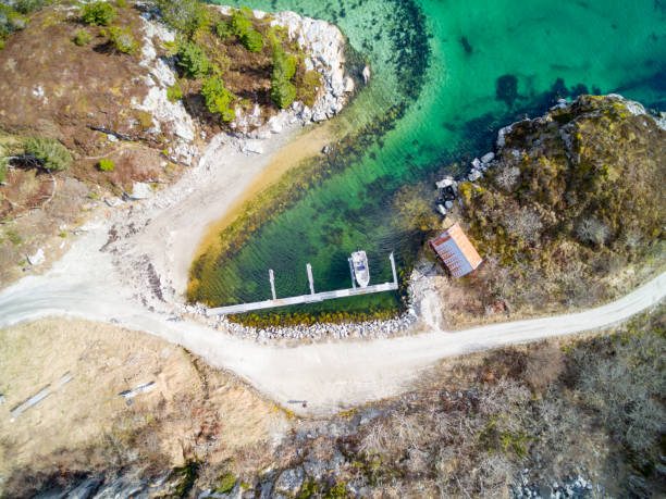 istock Bay on a small island, aerial view 671337952