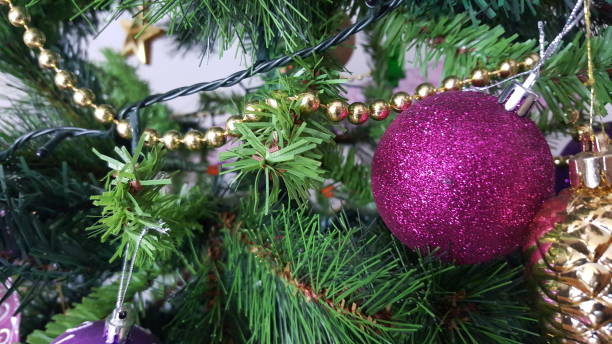 istock Closeup of Christmas tree decorations 671353244