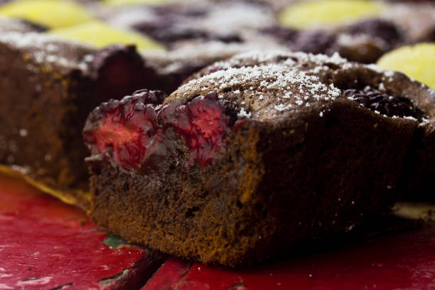 istock Pear and blackberry chocolate cake 671362092