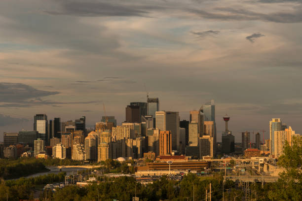 istock Calgary city skyline and overhead clouds 671365545