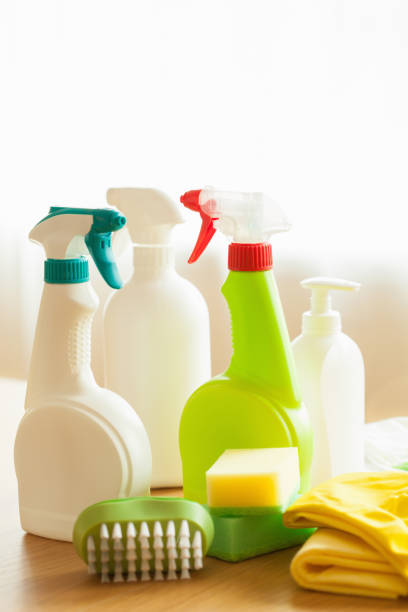 istock cleaning items household spray brush sponge glove 671365944