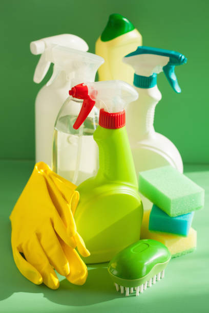 istock cleaning items household spray brush sponge glove 671368416