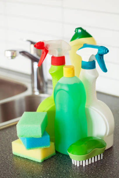 istock cleaning items household kitchen brush sponge glove 671368504