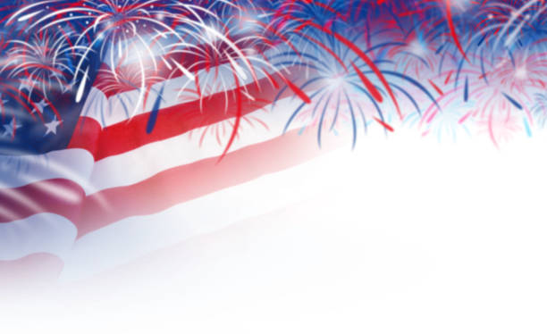 istock Abstract blurred background of USA flag and fireworks 671372186