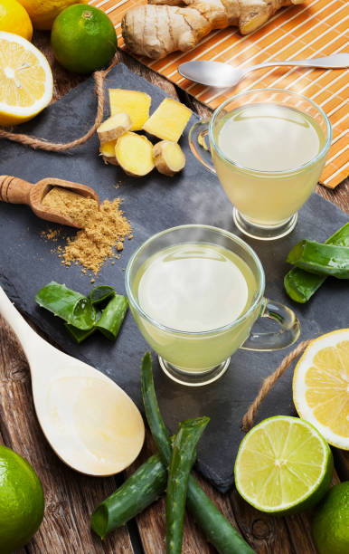 istock Drink with aloe vera and lemons 671381948