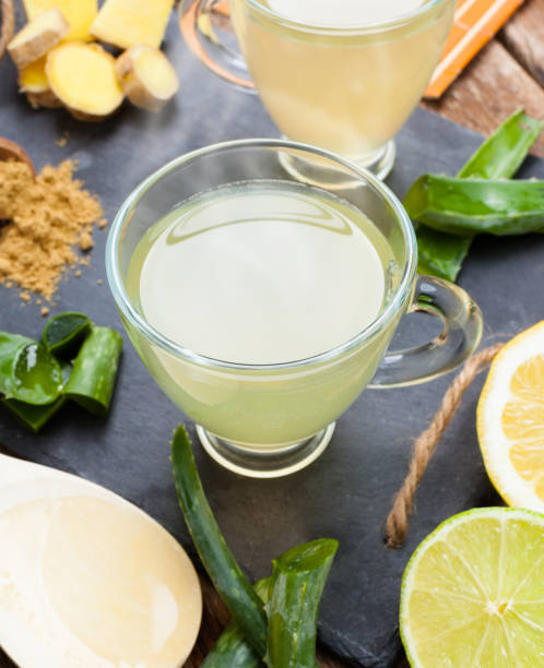 istock Drink with aloe vera and lemons 671383088