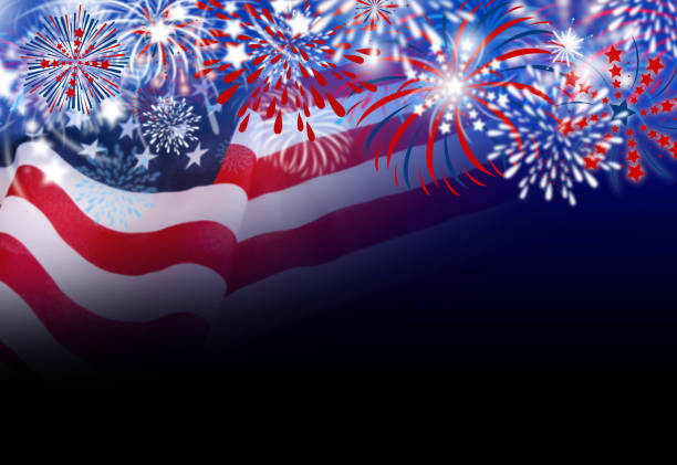 istock USA flag with fireworks design on black background 671385690