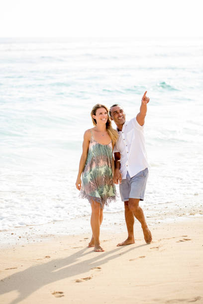 istock Happy Couple Relaxing on Summer Beach Together 671386192