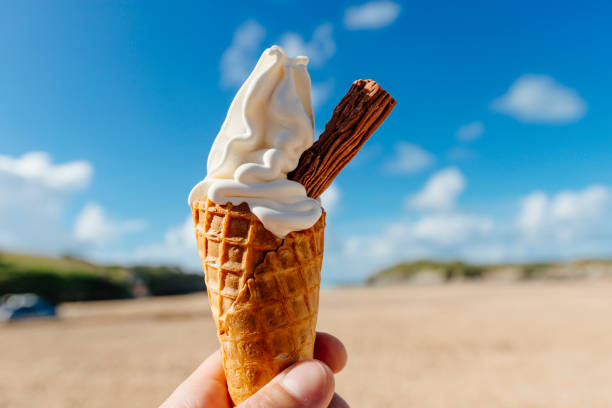 istock Ice Cream at Port Beach, Newquay, Cornwall. 671407176